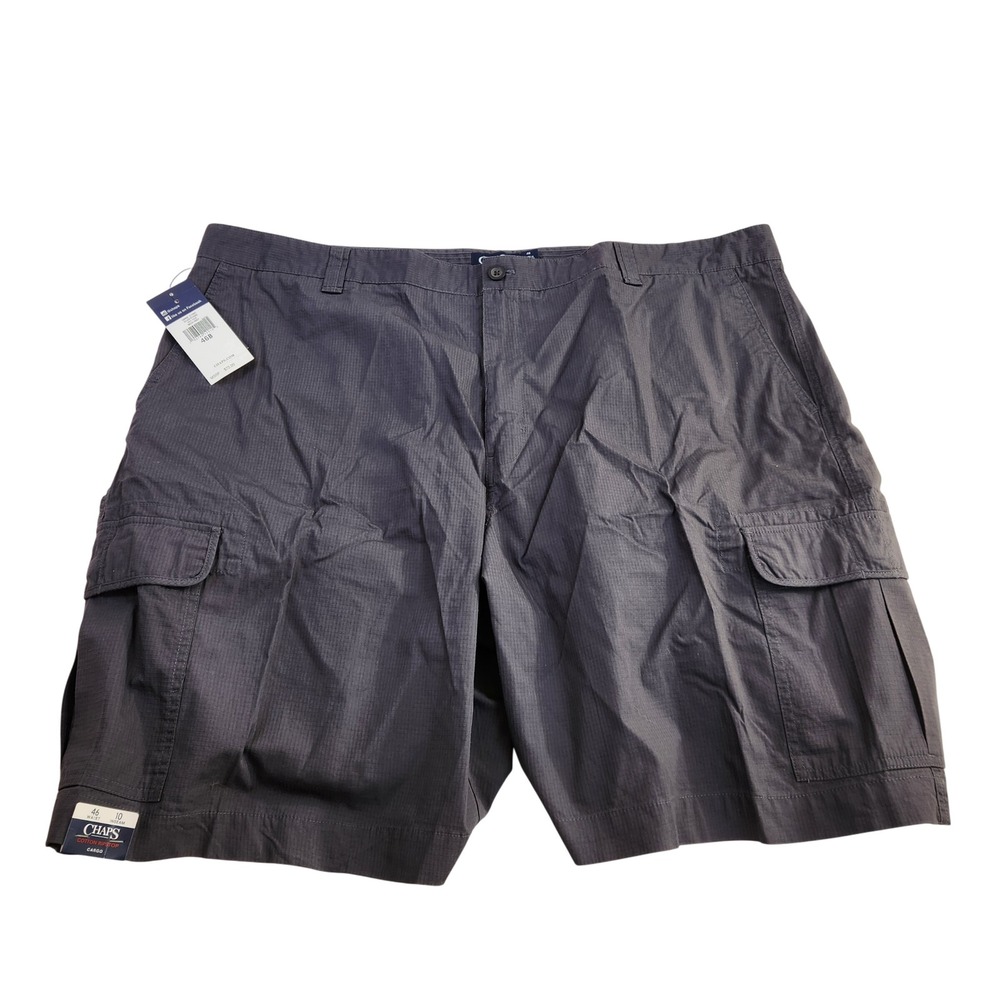 Chaps Mens Cargo Shorts 46 Grey Cotton Ripstop Big Tall Casual Gorpcore NWT NEW